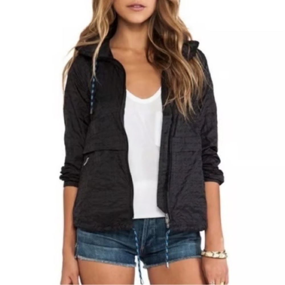 Free People Parachute Festival Jacket Black Windbreaker